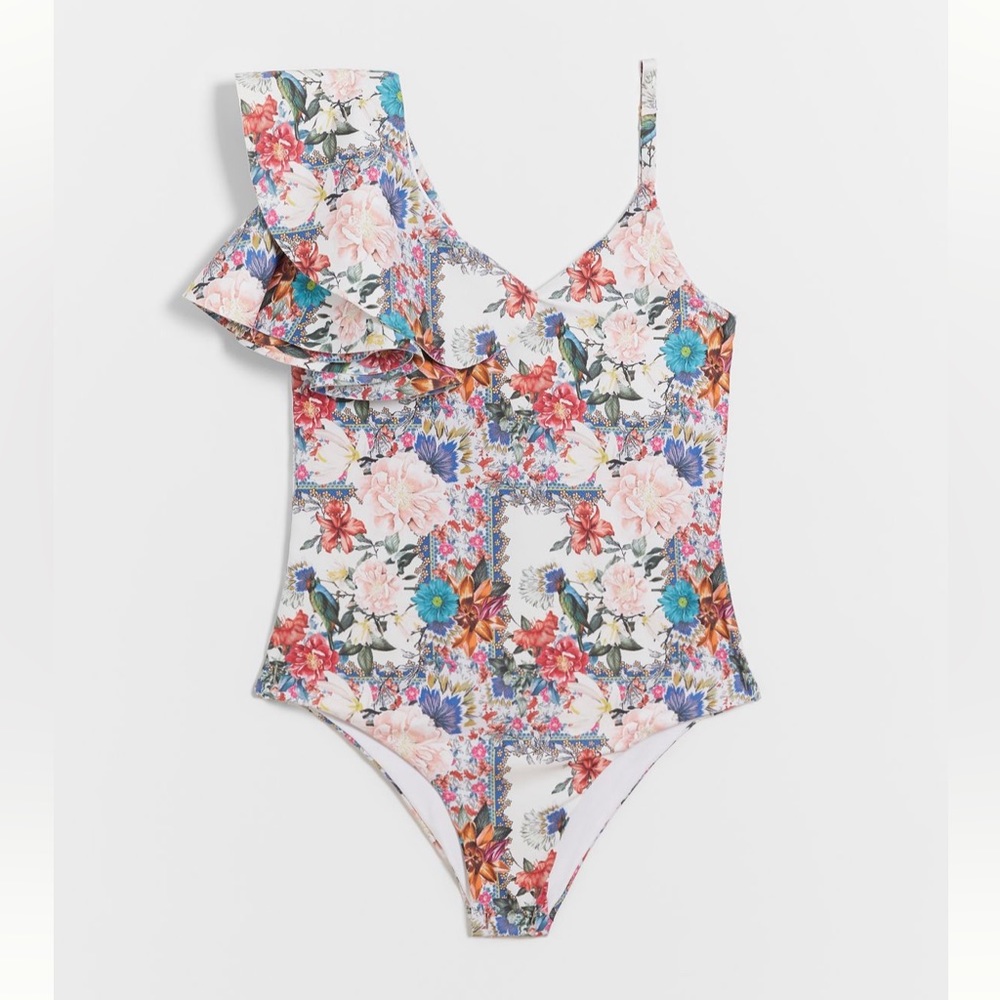 Anthropologie Swim  BOAMOR ODA floral ruffle one piece swim suit - size Small